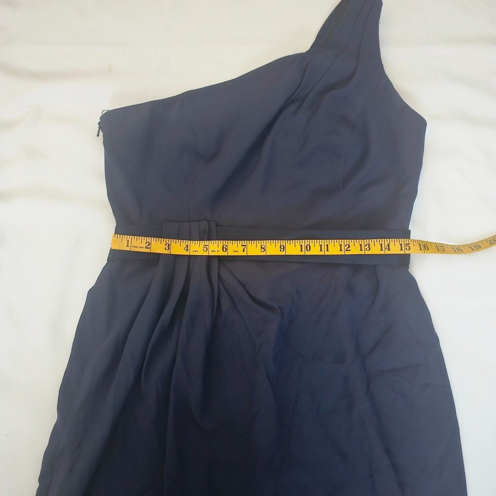 WHITE by Vera Wang Midnight Pleated Waist Tie One Shoulder Cocktail Dress Sz 12 - Picture 10 of 16